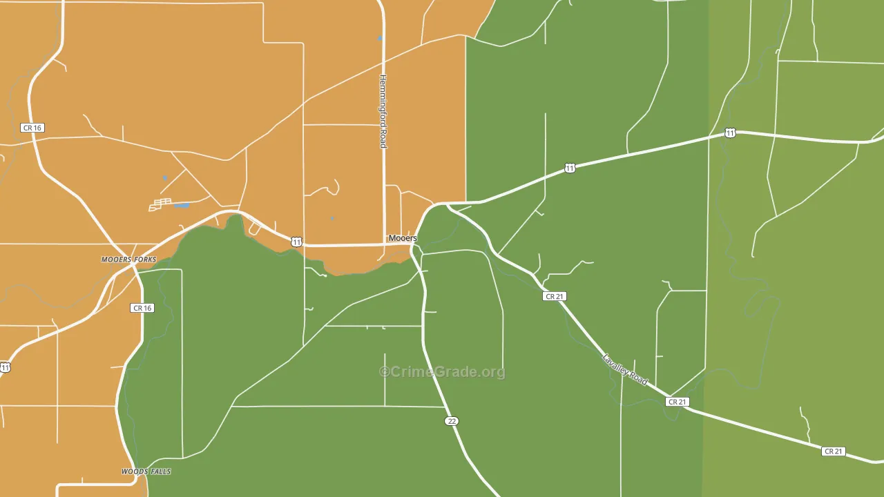 Mooers, NY Map of Murder Rates
