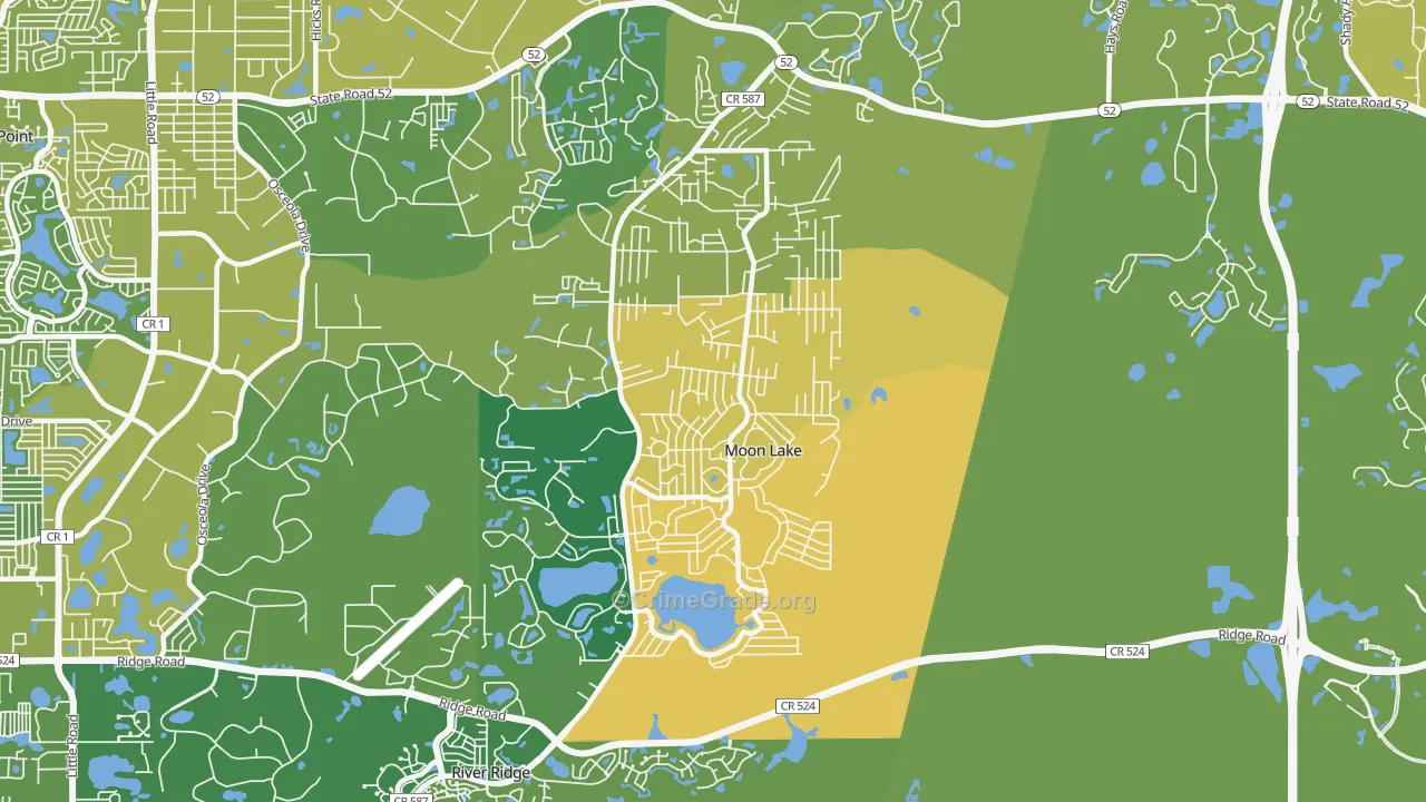 Moon Lake Estates, Moon Lake, FL Map of Murder Rates