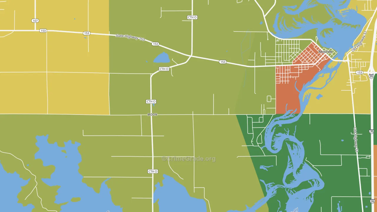 Moon, WI Map of Murder Rates