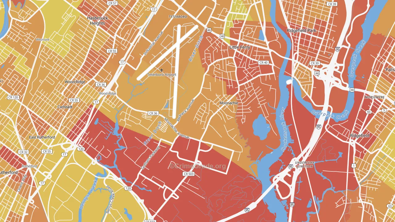 Moonachie, NJ Map of Murder Rates