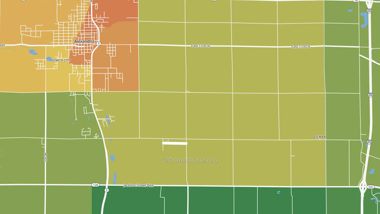 Moonville, IN Map of Murder Rates