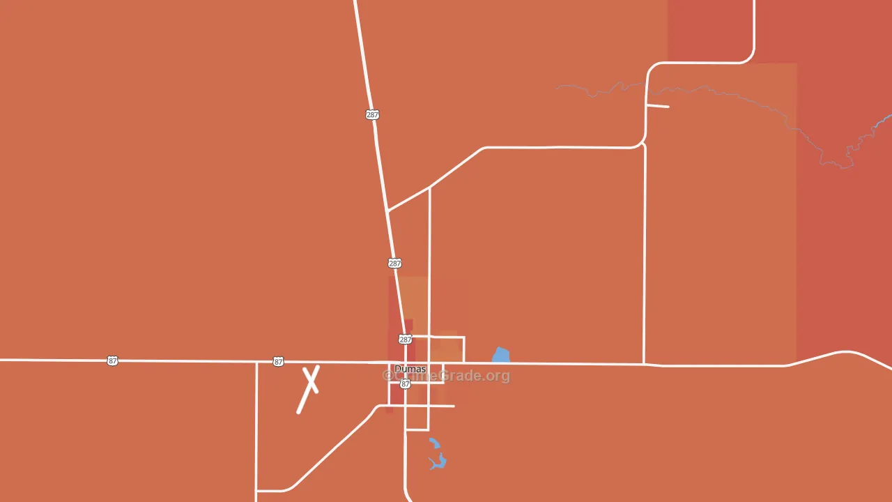 Moore County, TX Map of Murder Rates