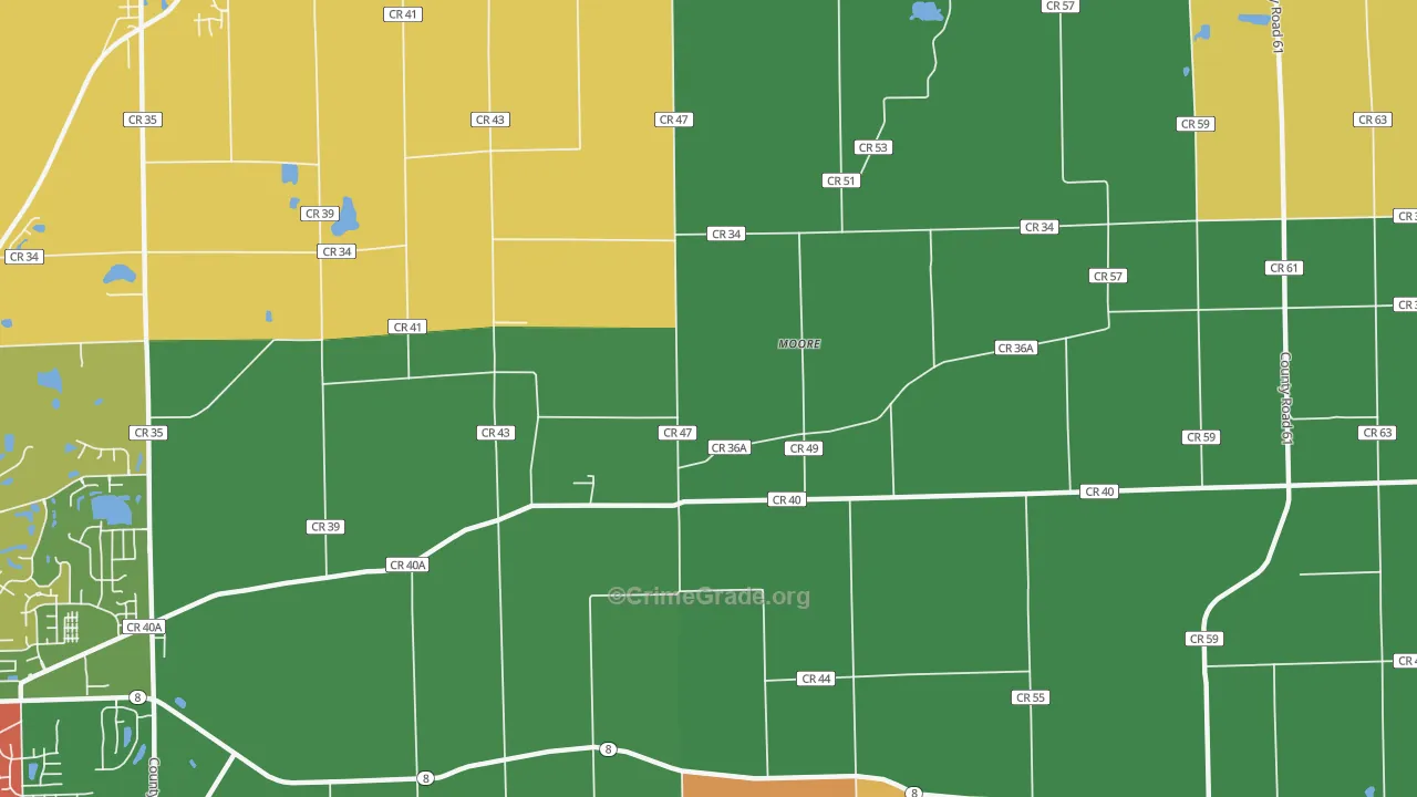 Moore, IN Map of Murder Rates