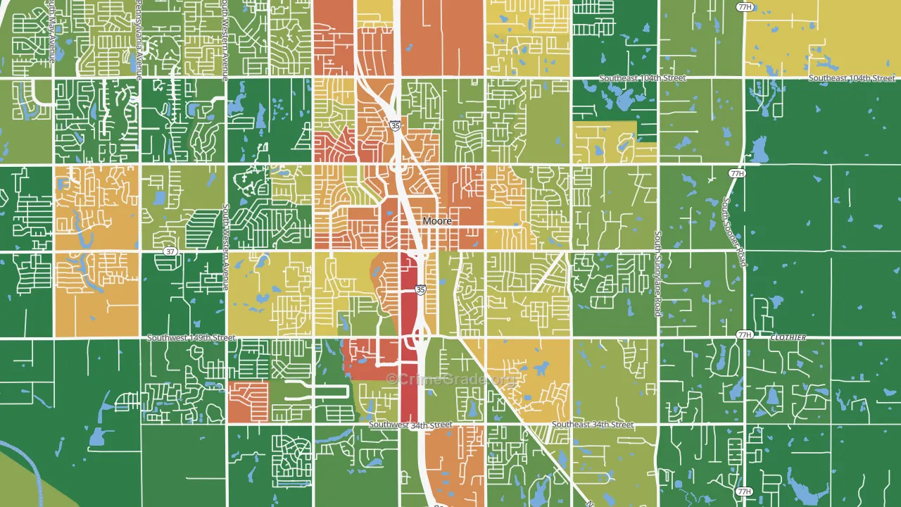 Moore, OK Map of Murder Rates