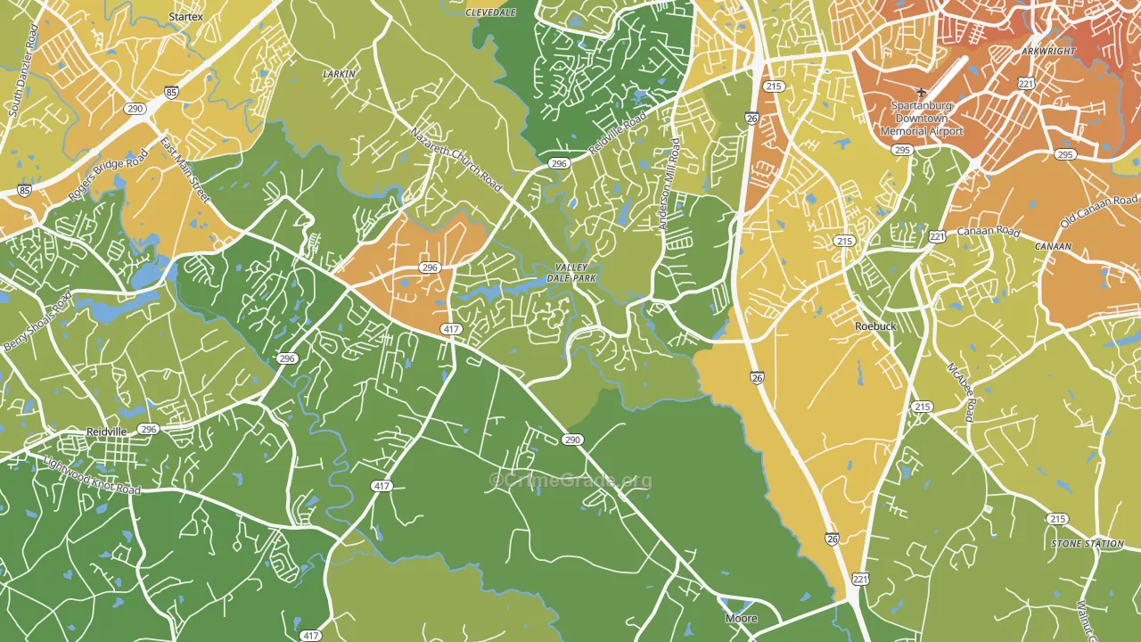 Moore, SC Map of Murder Rates