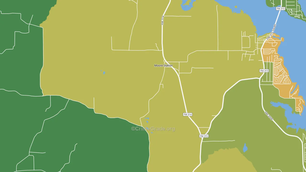 Moore Station, TX Map of Murder Rates