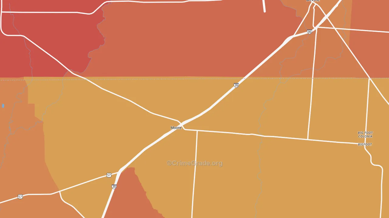 Moore, TX Map of Murder Rates