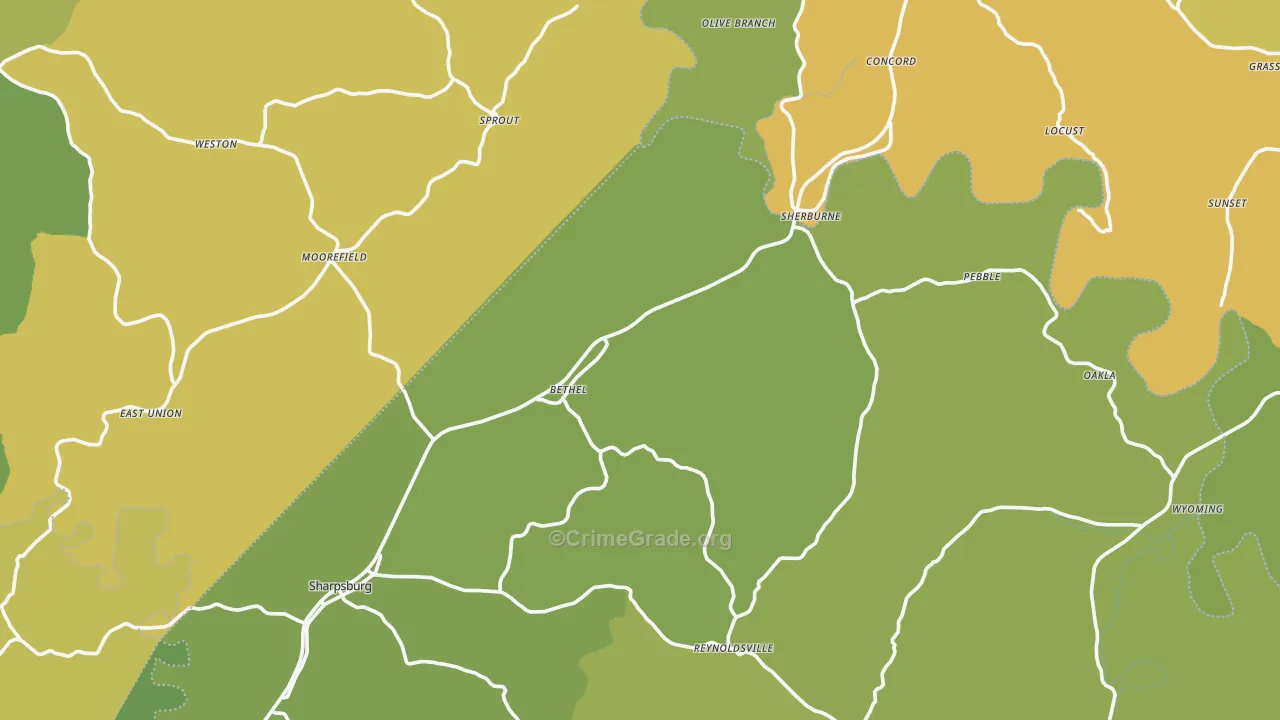 Moorefield, KY Map of Murder Rates