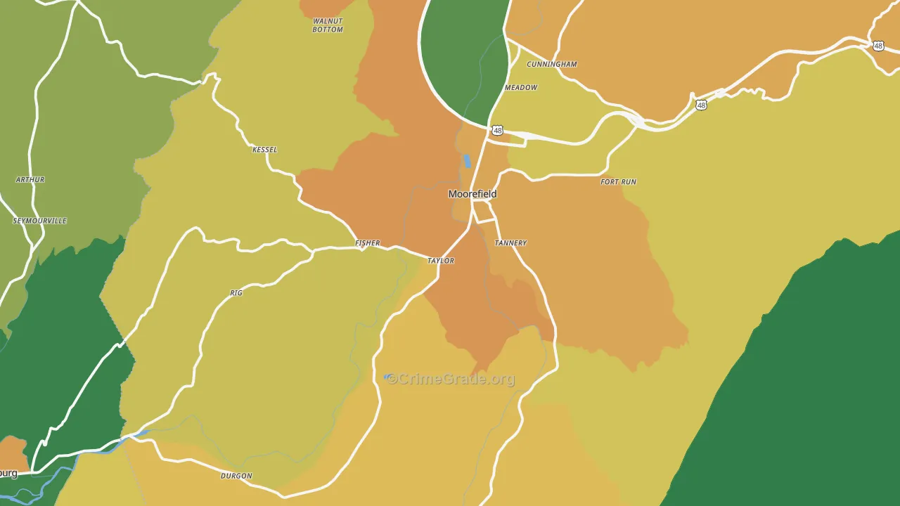 Moorefield, WV Map of Murder Rates