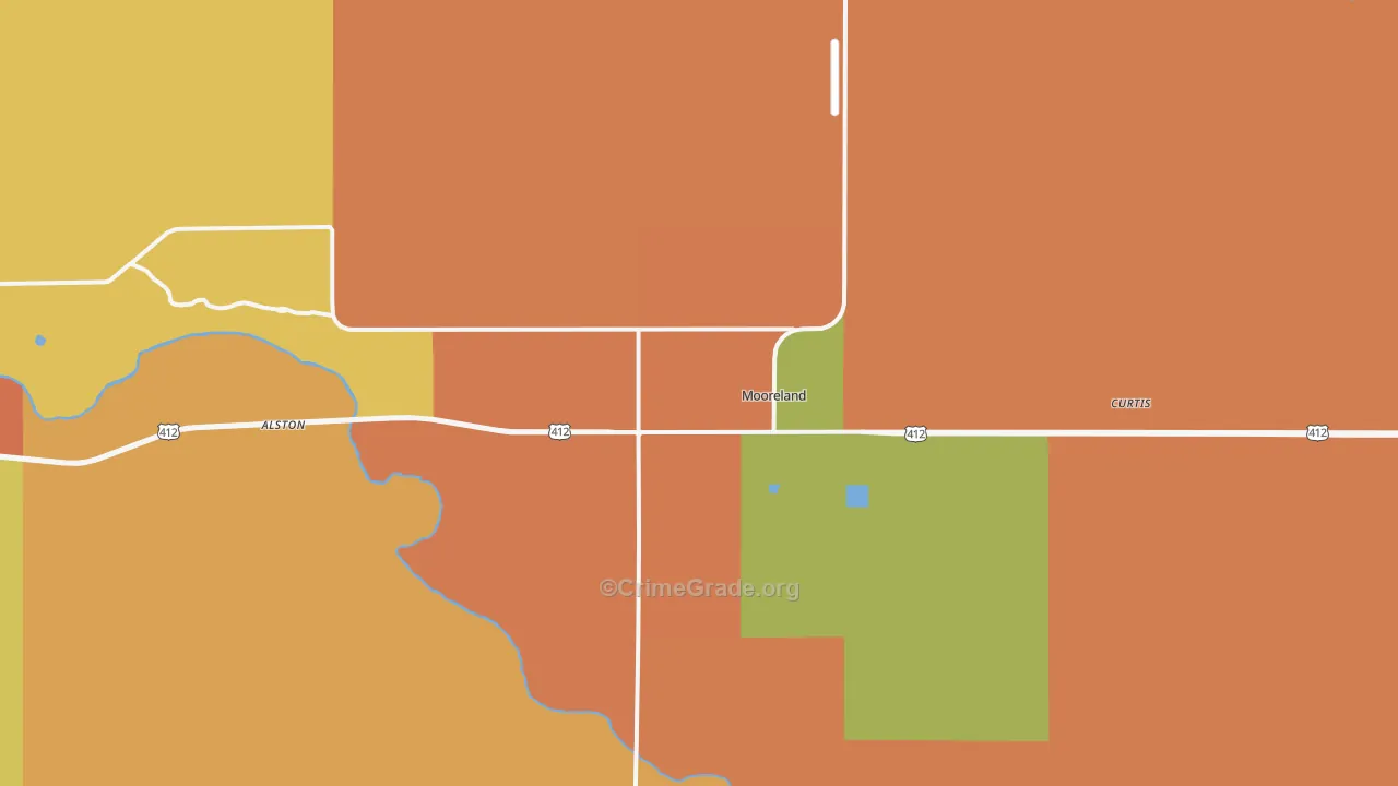 Mooreland, OK Map of Murder Rates