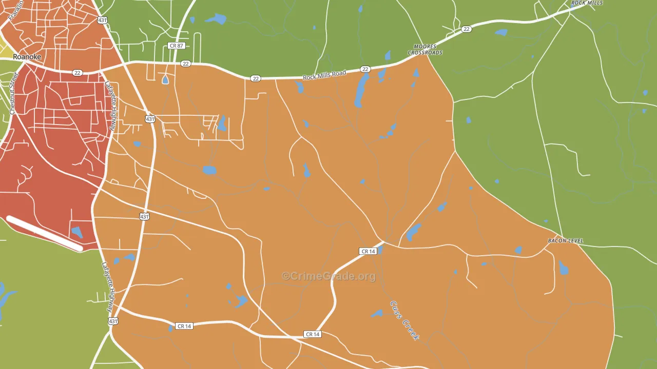 Moores Crossroads, AL Map of Murder Rates