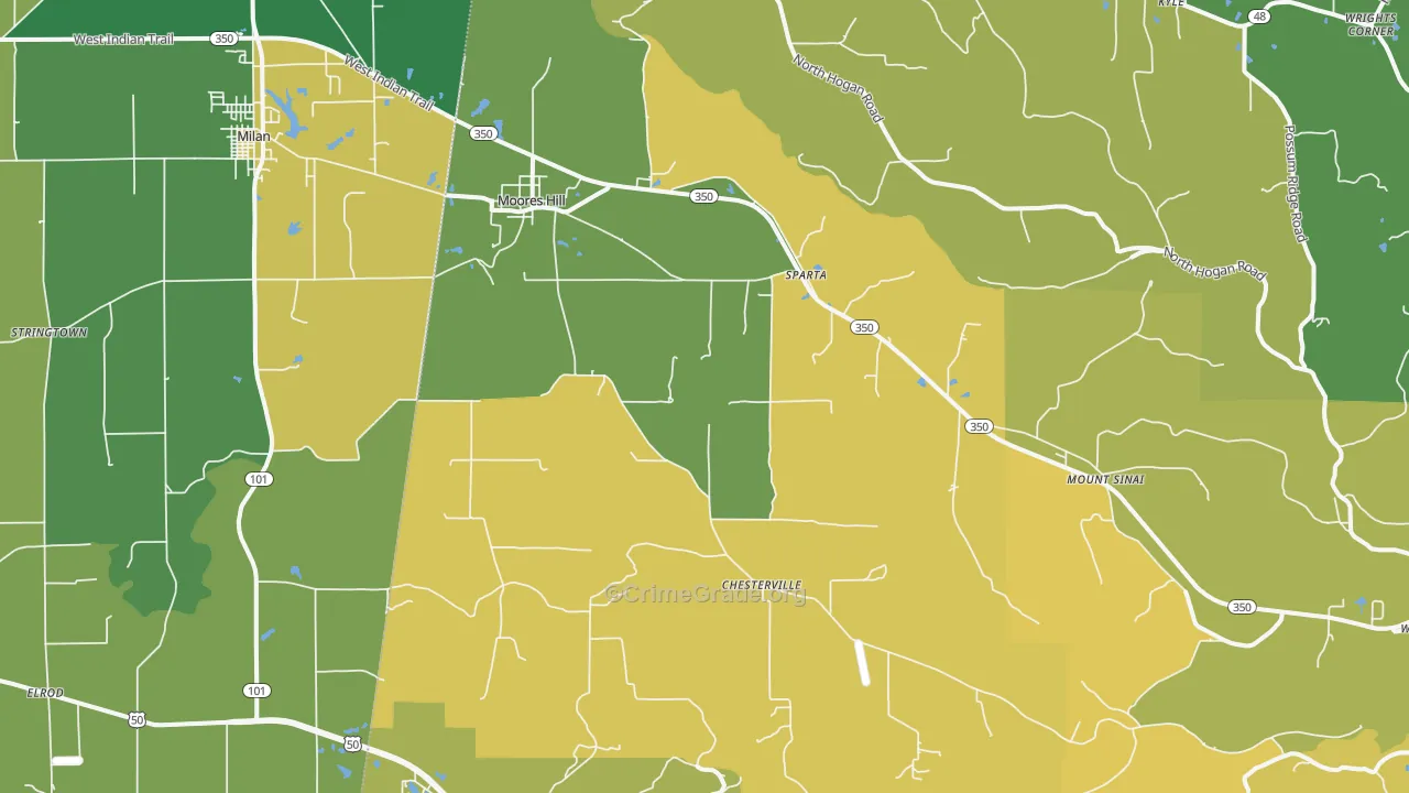 Moores Hill, IN Map of Murder Rates