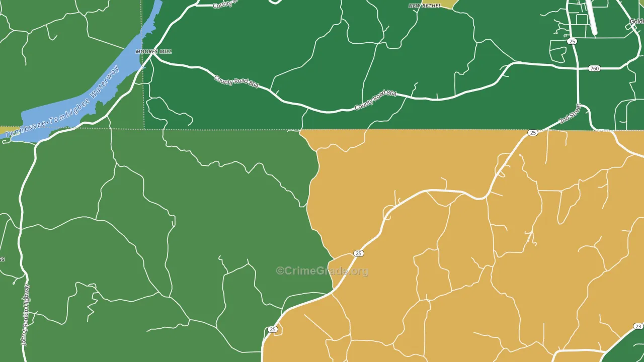 Moores Mill, MS Map of Murder Rates