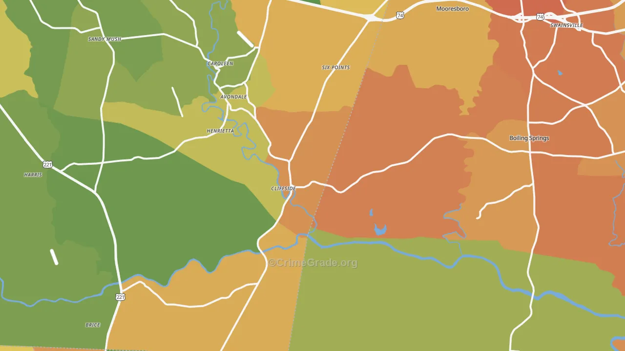 Mooresboro, NC Map of Murder Rates