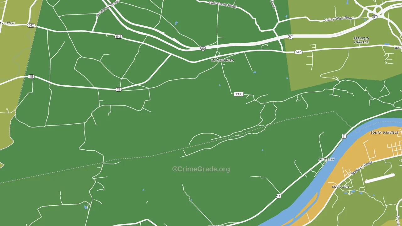 Mooresburg, PA Map of Murder Rates