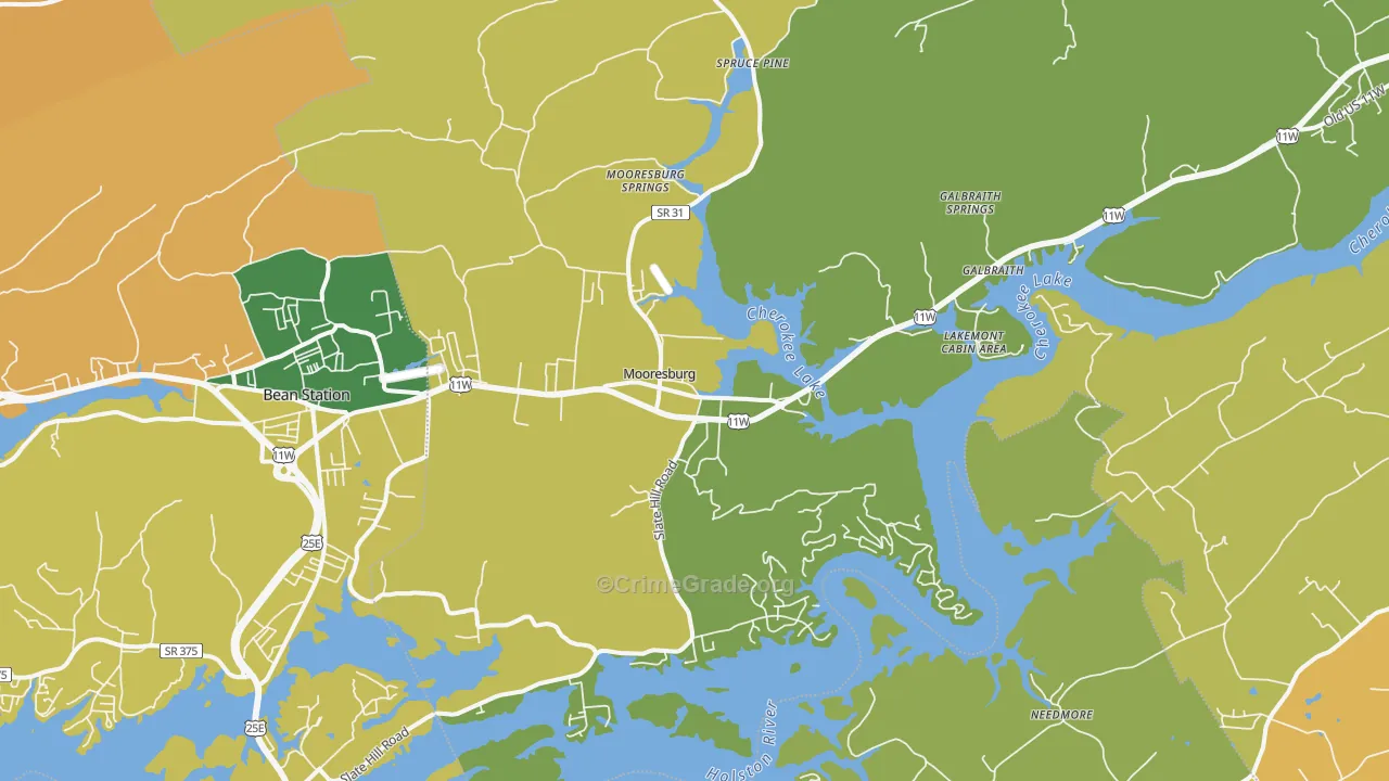 Mooresburg, TN Map of Murder Rates