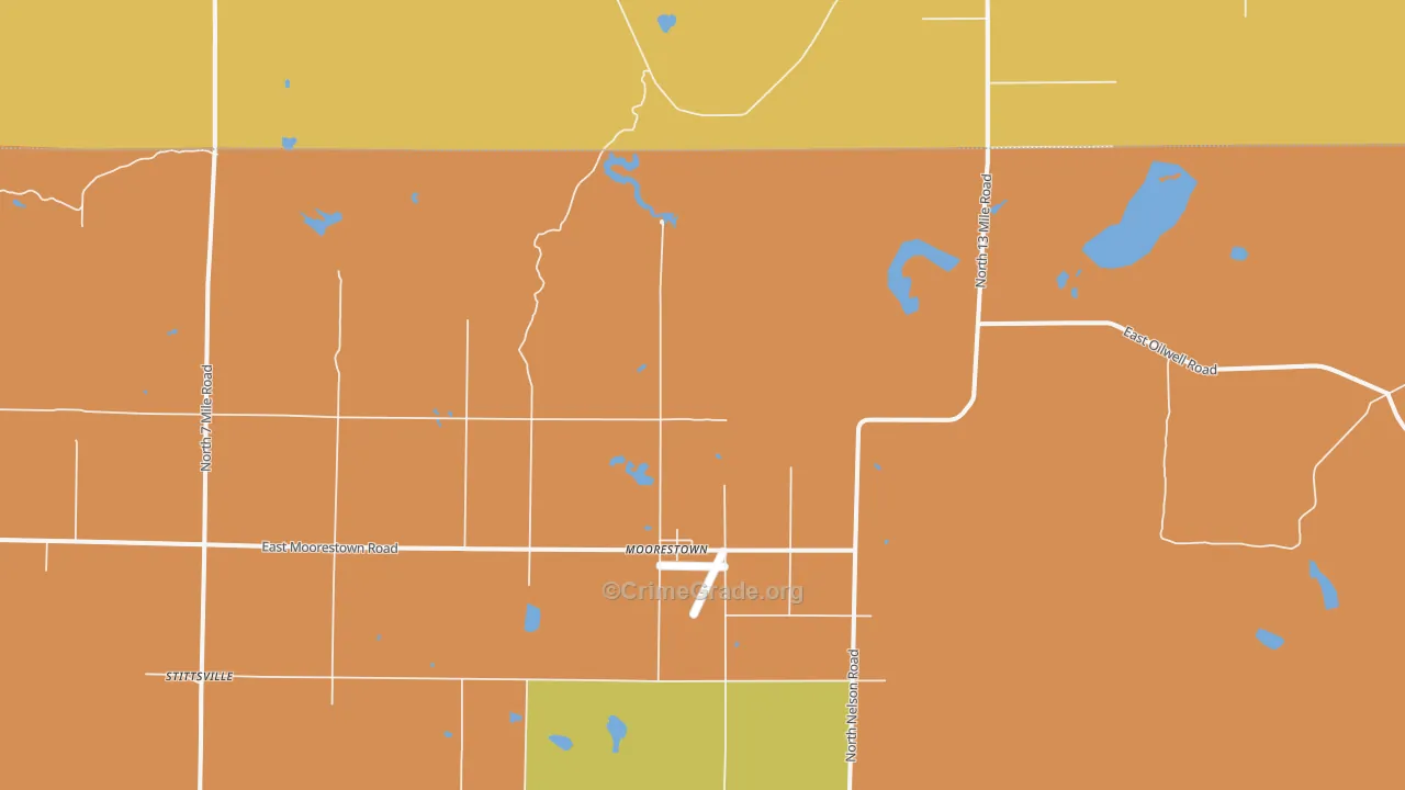 Moorestown, MI Map of Murder Rates