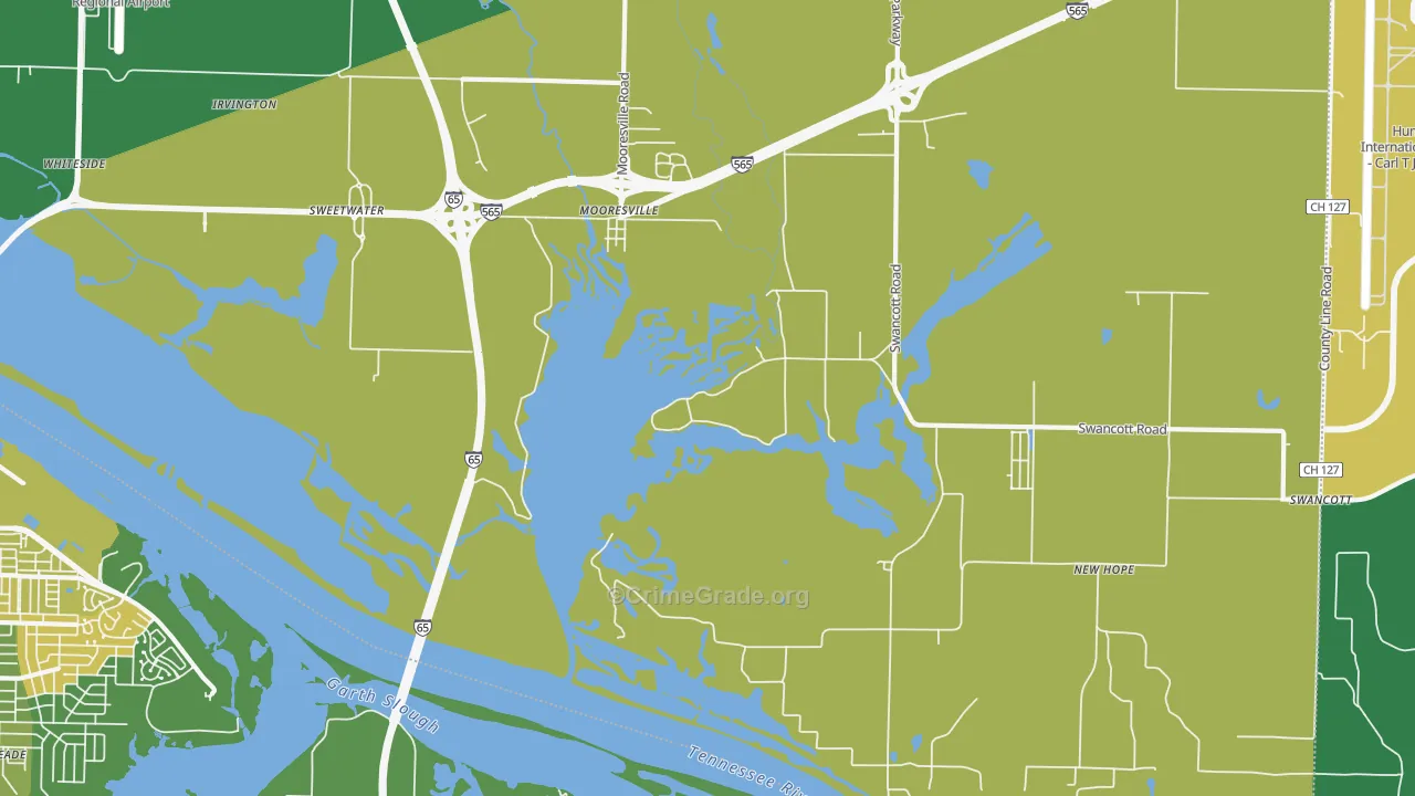 Mooresville, AL Map of Murder Rates