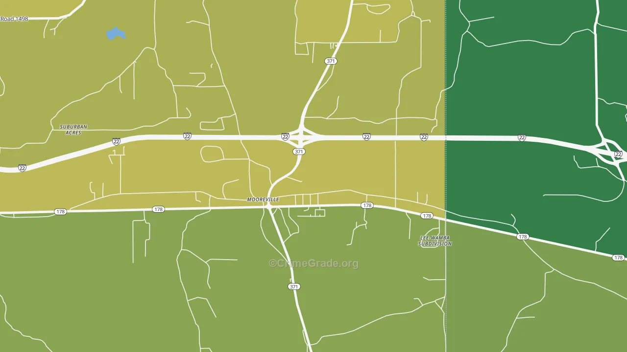 Mooresville, MS Map of Murder Rates