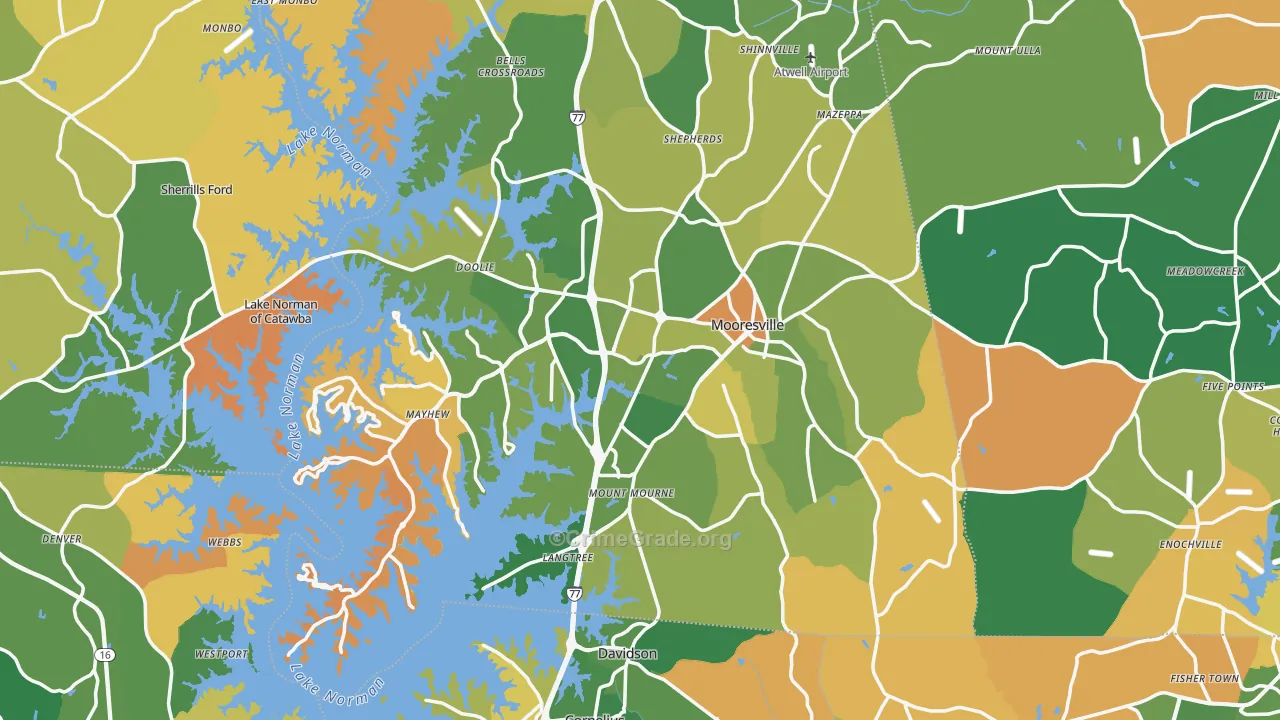 Mooresville, NC Map of Murder Rates