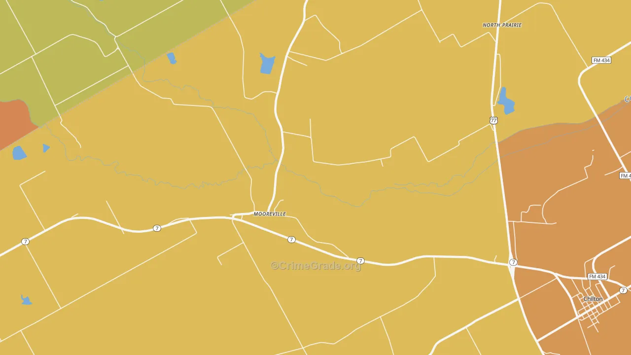 Mooreville, TX Map of Murder Rates