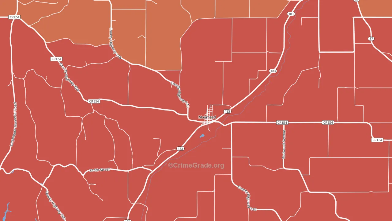 Moorhead, IA Map of Murder Rates