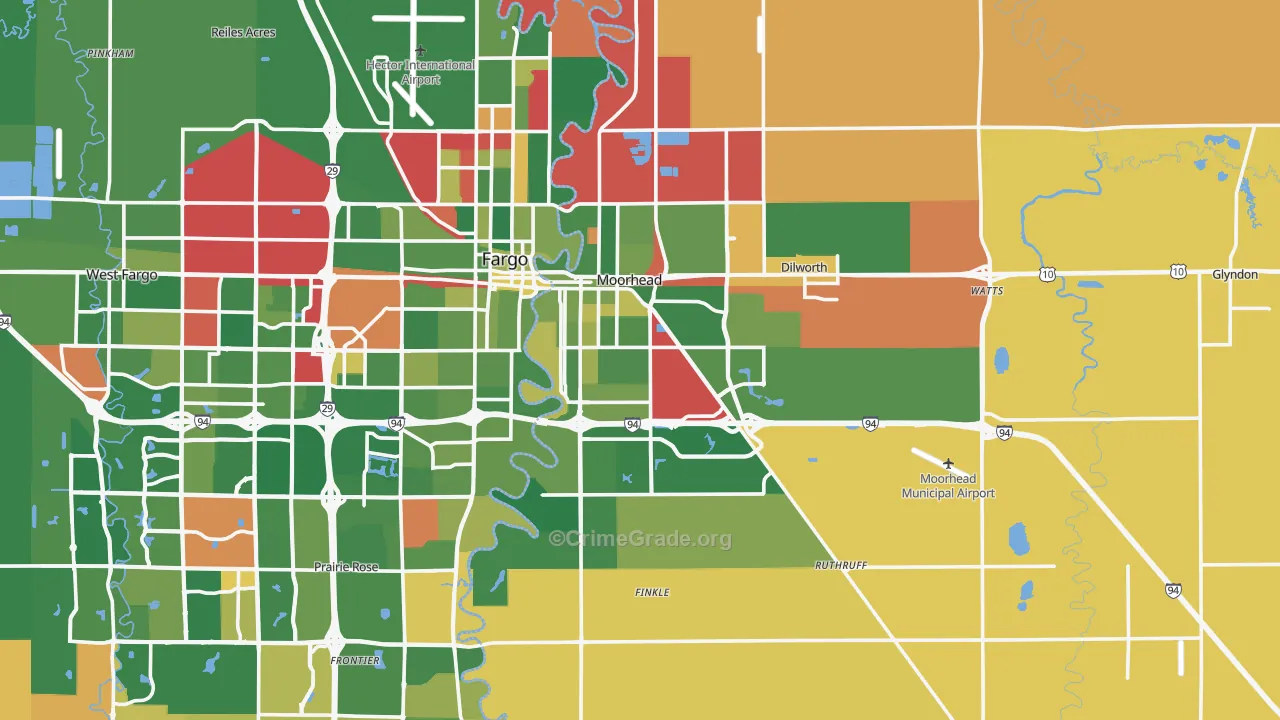 Moorhead, MN Map of Murder Rates