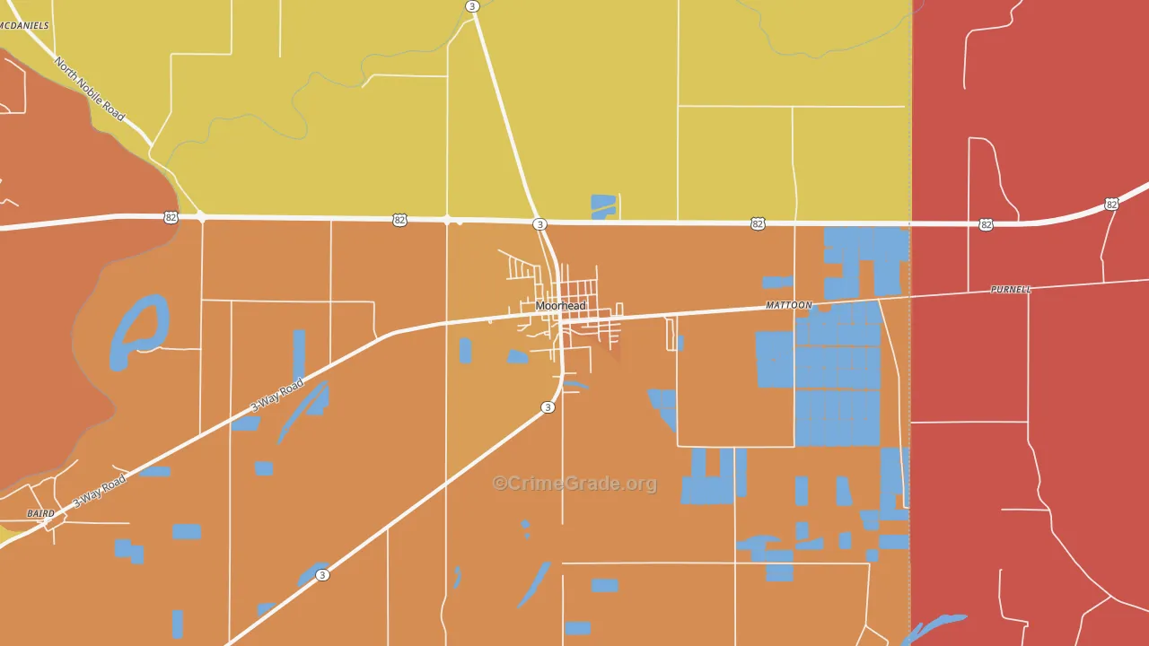 Moorhead, MS Map of Murder Rates