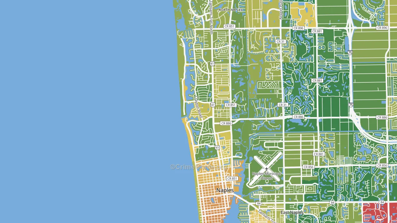 Moorings-Coquina Sands, Naples, FL Map of Murder Rates