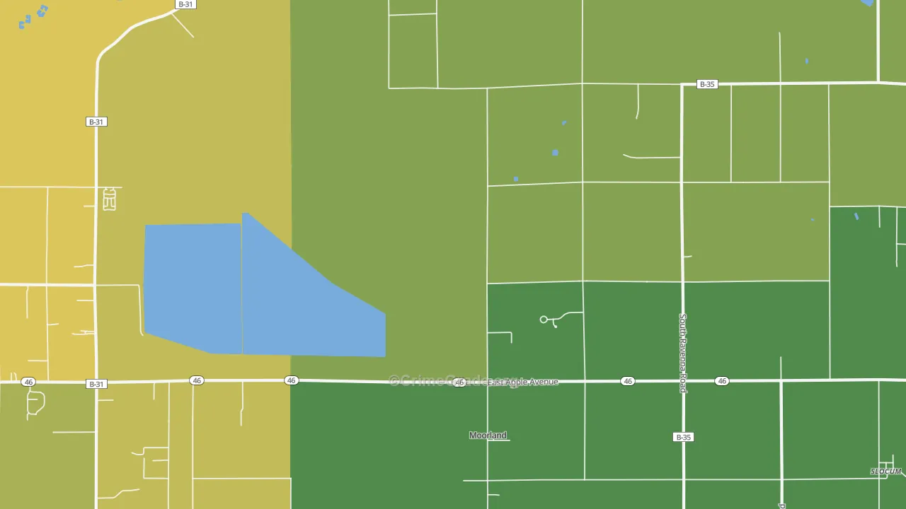 Moorland, MI Map of Murder Rates