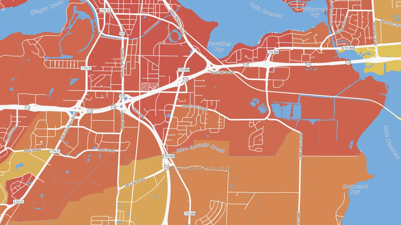 Moorland-Rimrock, Madison, WI Map of Murder Rates