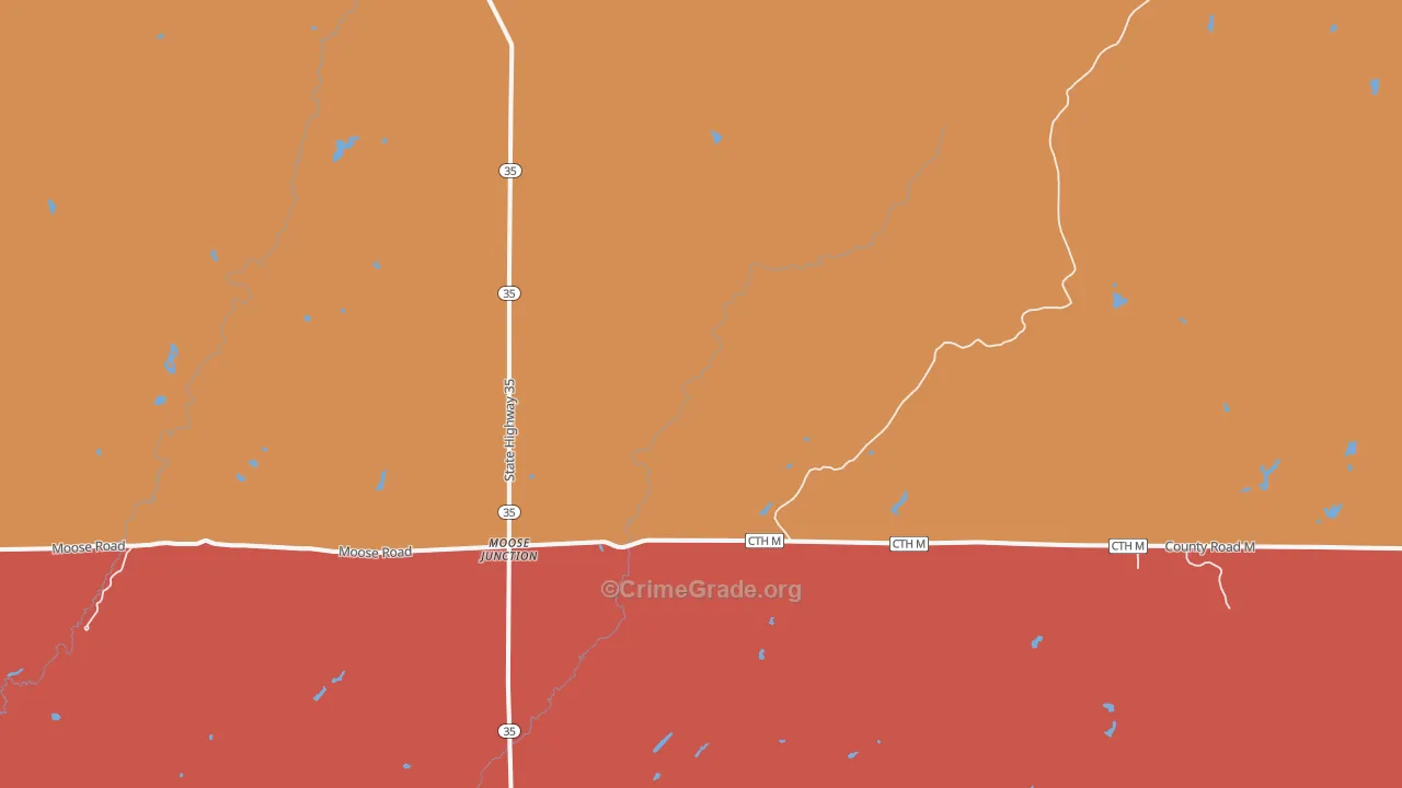Moose Junction, WI Map of Murder Rates