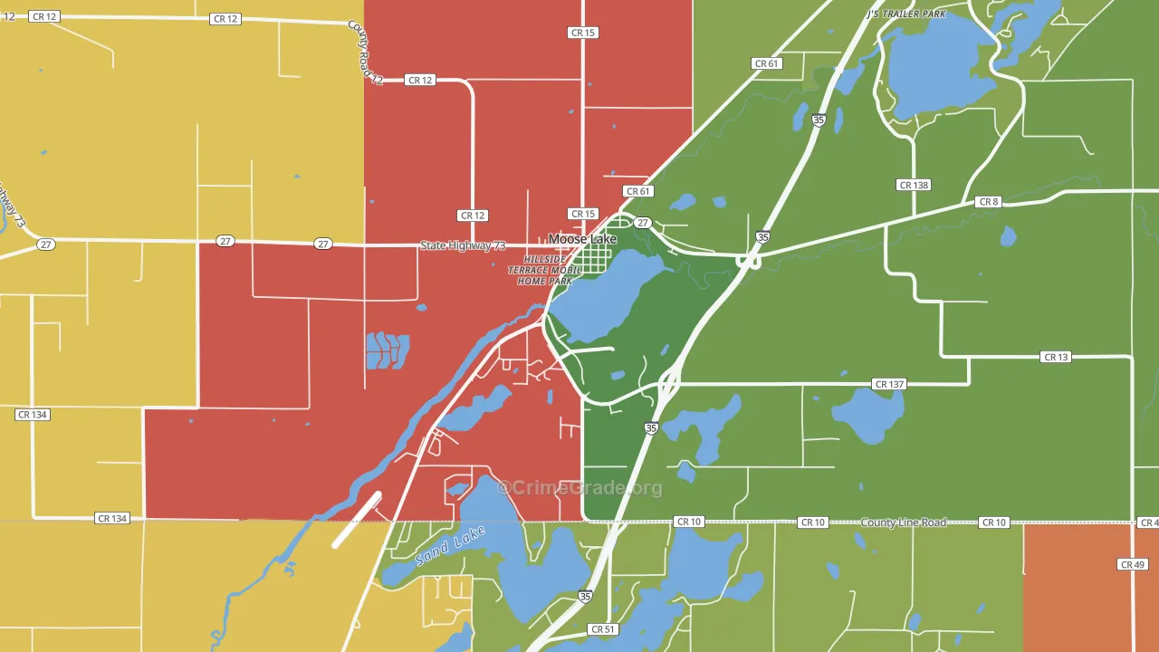 Moose Lake, MN Map of Murder Rates