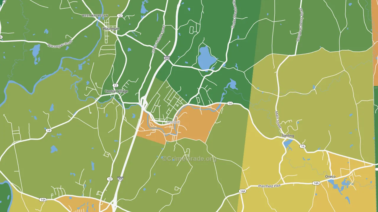 Moosup, CT Map of Murder Rates