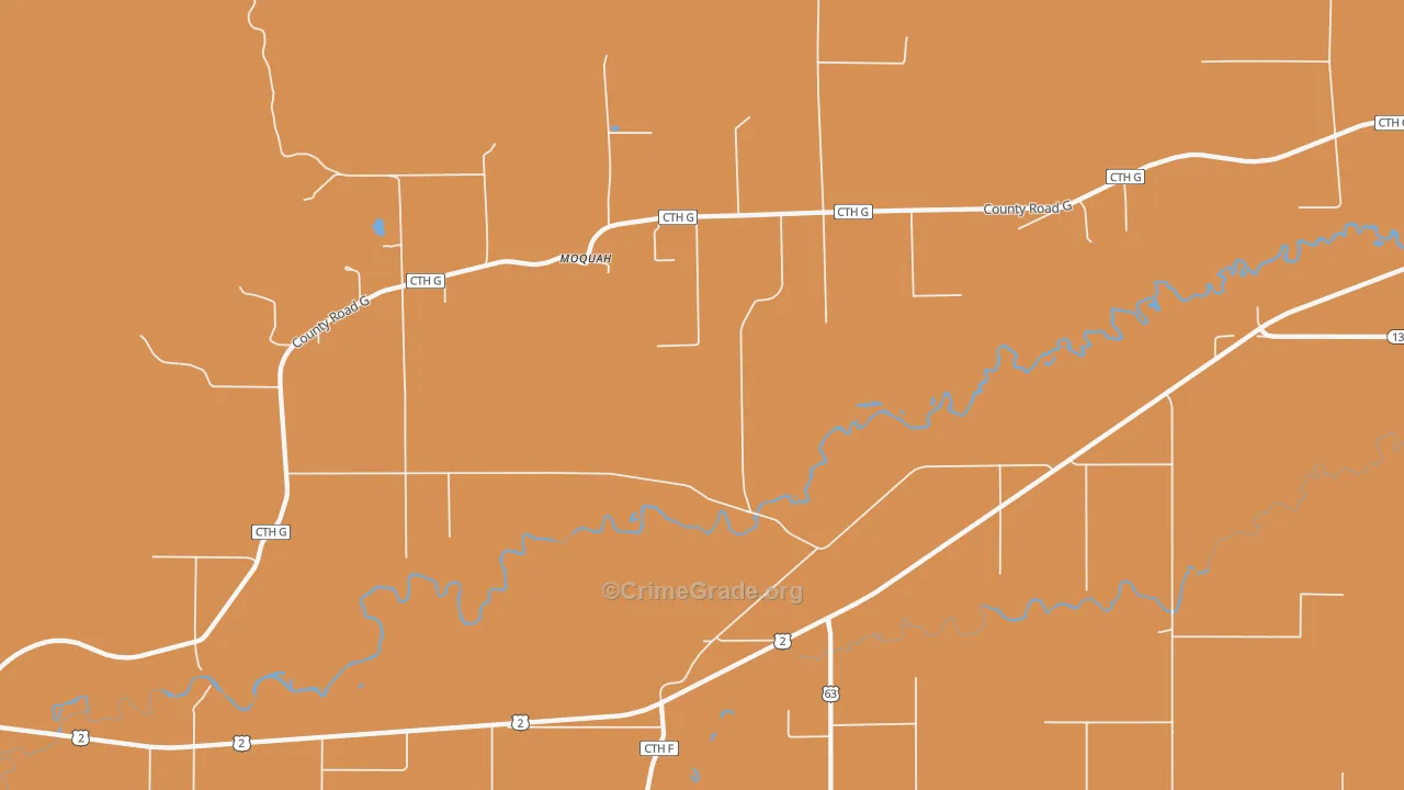 Moquah, WI Map of Murder Rates