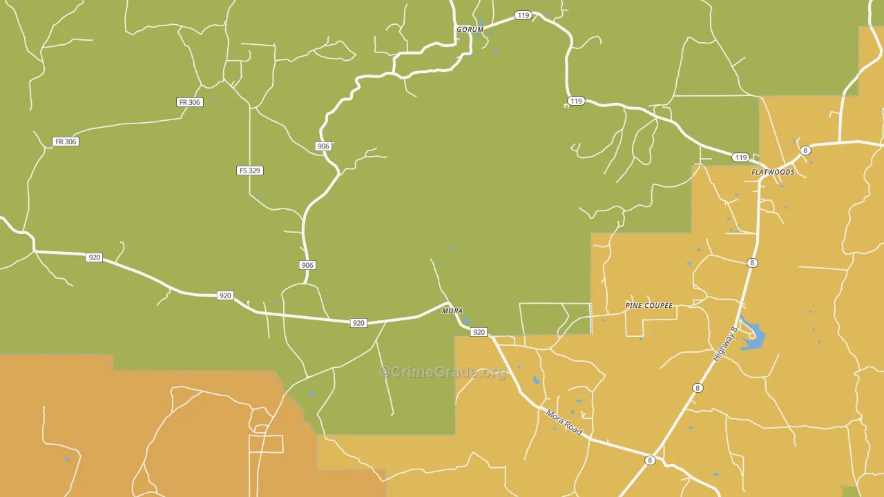 Mora, LA Map of Murder Rates
