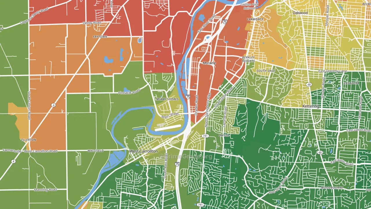 Moraine, OH Map of Murder Rates