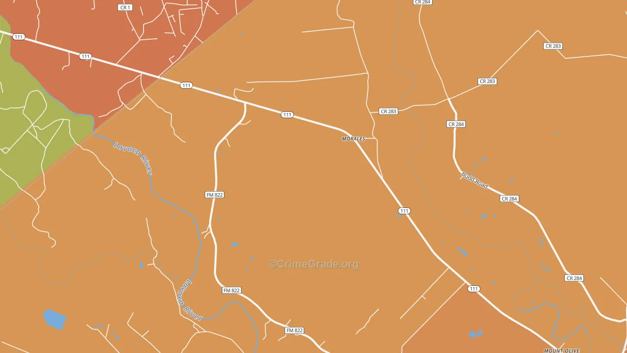 Morales, TX Map of Murder Rates