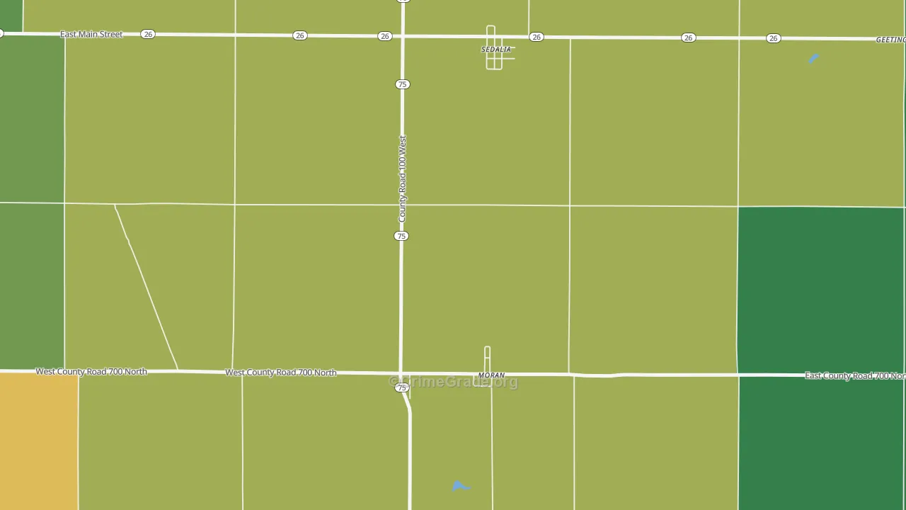 Moran, IN Map of Murder Rates