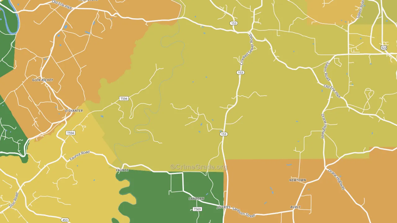 Morann, PA Map of Murder Rates