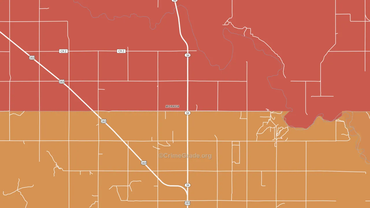 Moravia, OK Map of Murder Rates