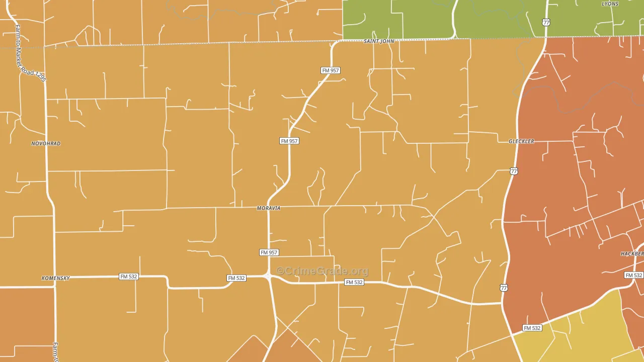 Moravia, TX Map of Murder Rates