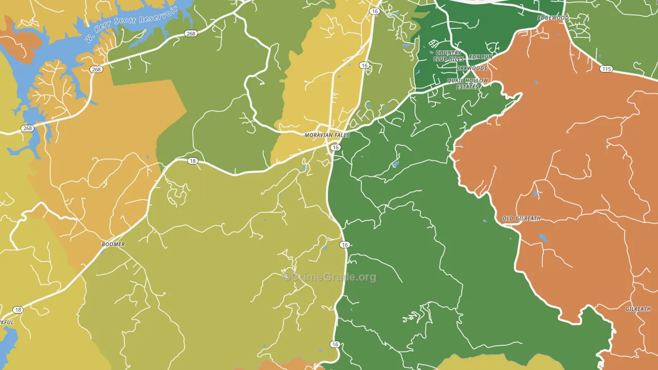 Moravian Falls, NC Map of Murder Rates