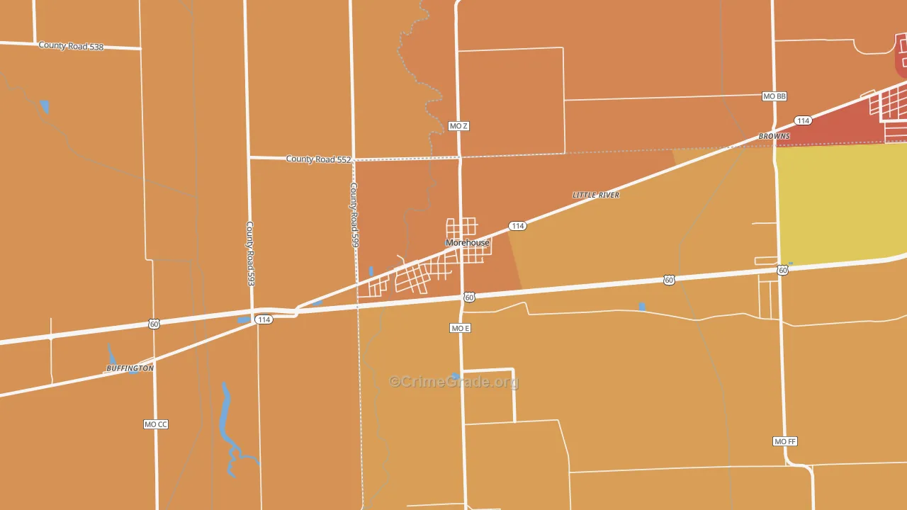 Morehouse, MO Map of Murder Rates
