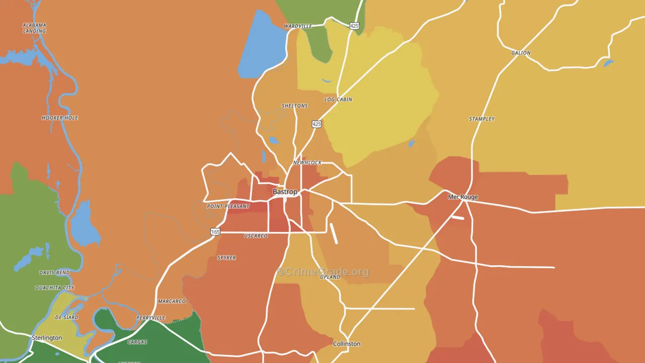 Morehouse Parish, LA Map of Murder Rates