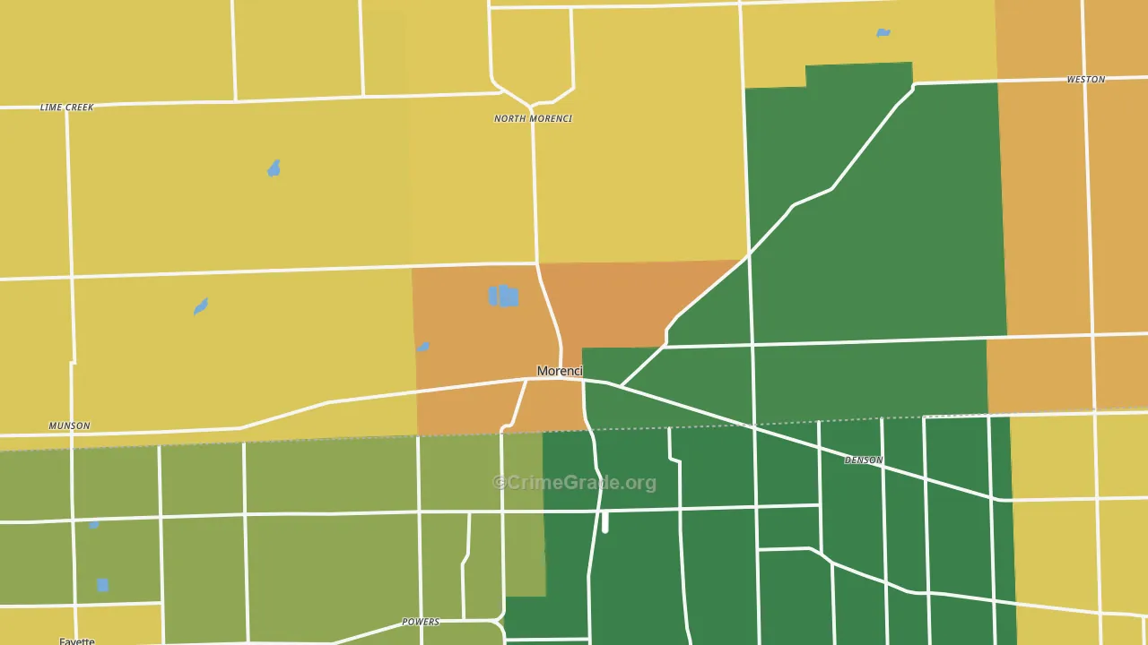 Morenci, MI Map of Murder Rates