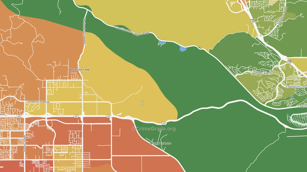 Moreno, CA Map of Murder Rates