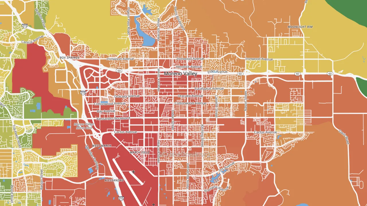 Moreno Valley, CA Map of Murder Rates