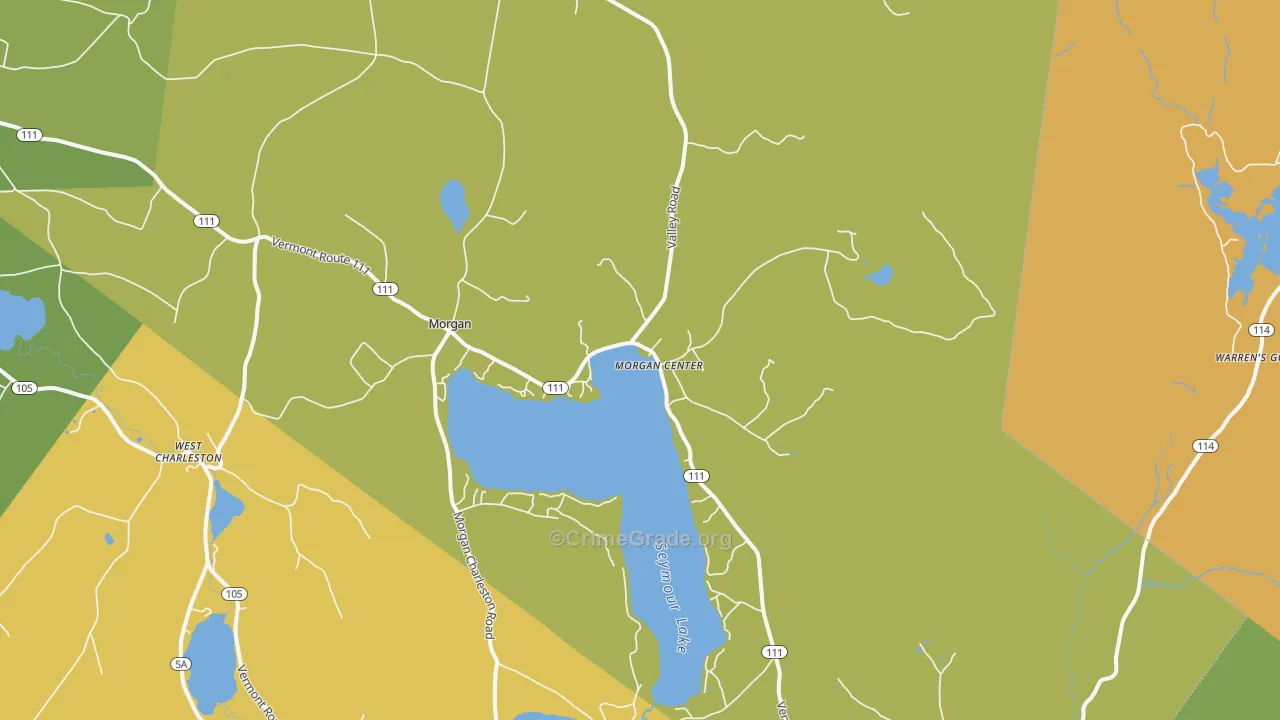Morgan Center, VT Map of Murder Rates