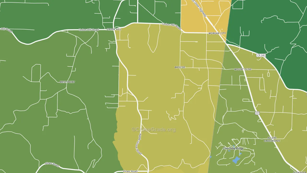 Morgan City, AL Map of Murder Rates